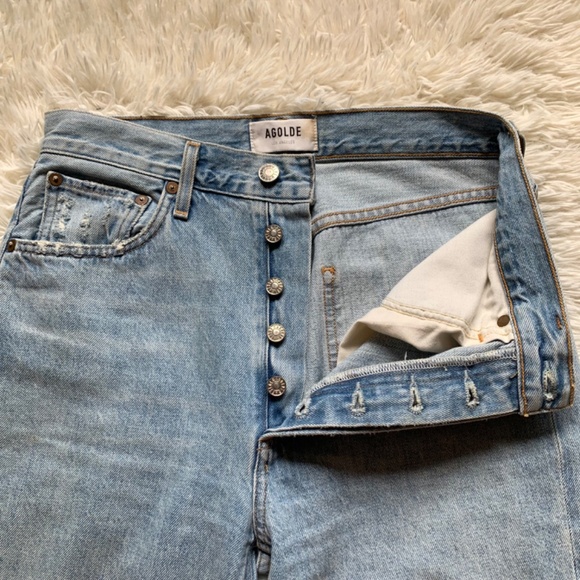 Agolde Riley High Rise Button Fly Jeans Size 27 - Picture 7 of 14